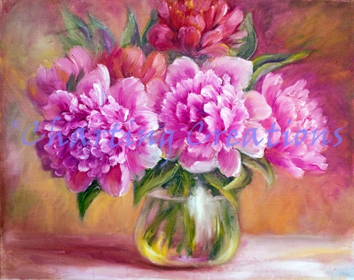 Small Peonies In A Vase